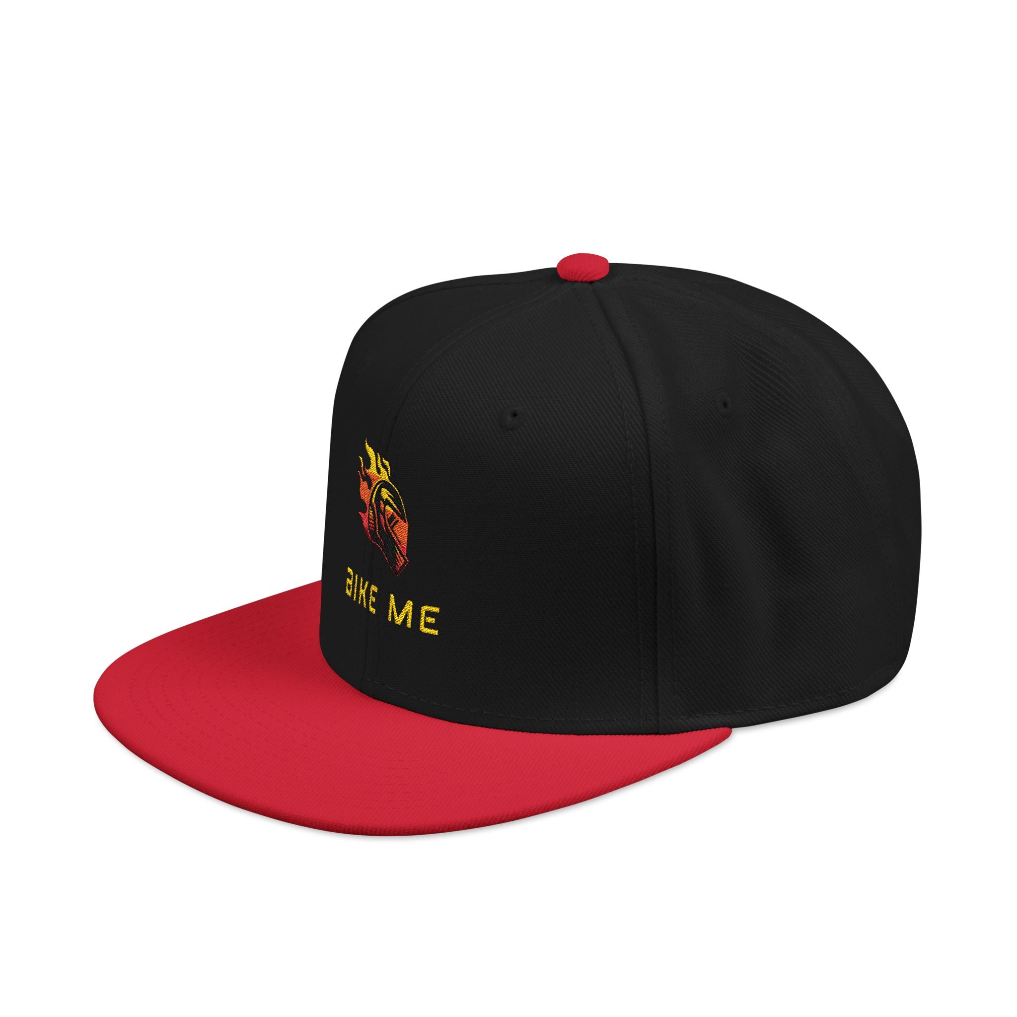 Embroidered Flame Snapback Hat — "Kiss Me" Pixel Fire Design