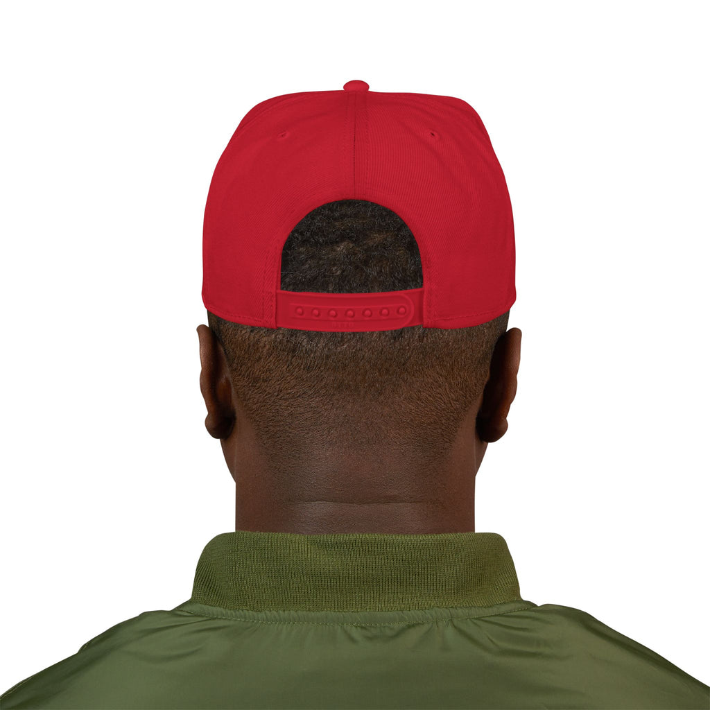Embroidered Flame Snapback Hat — "Kiss Me" Pixel Fire Design