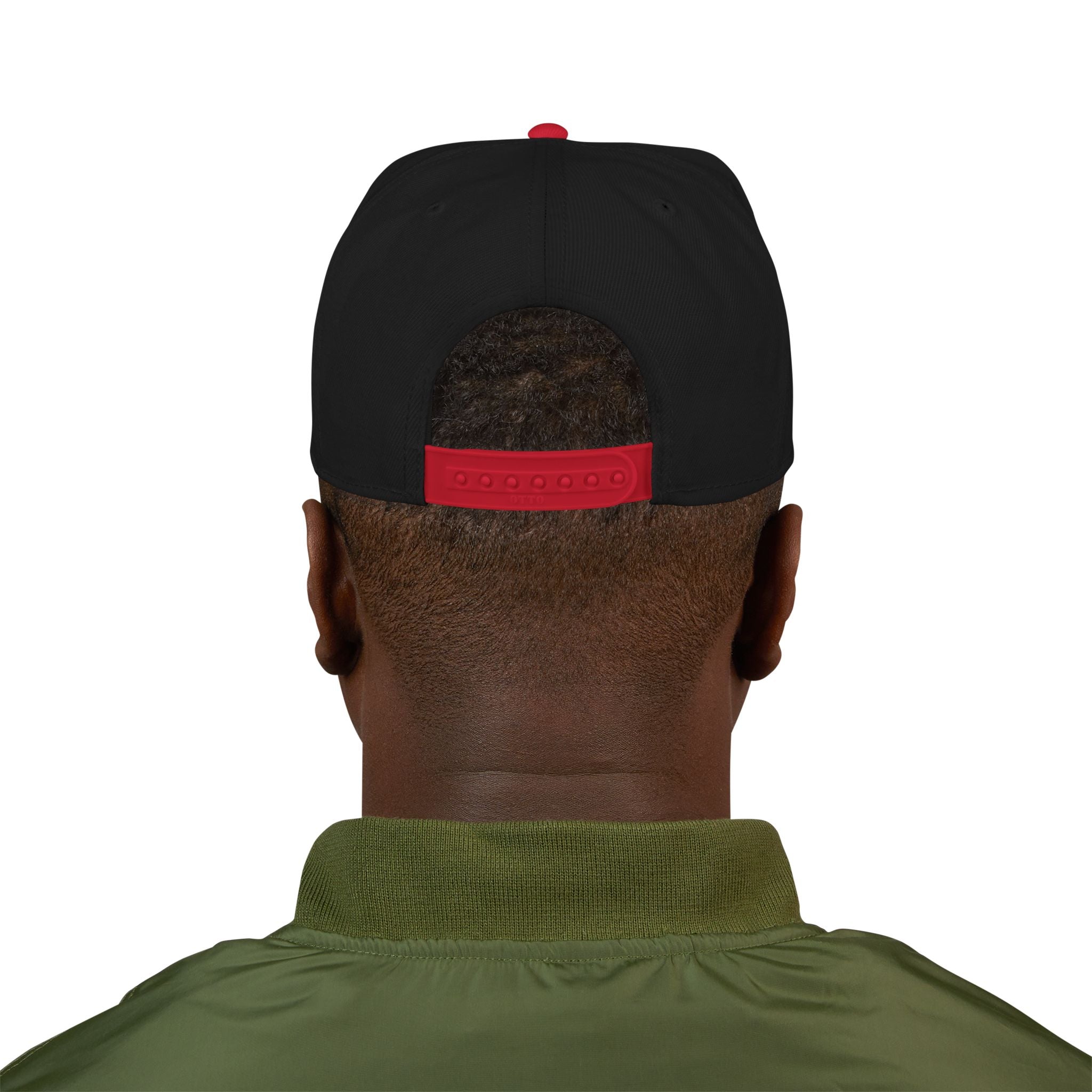 Embroidered Flame Snapback Hat — "Kiss Me" Pixel Fire Design