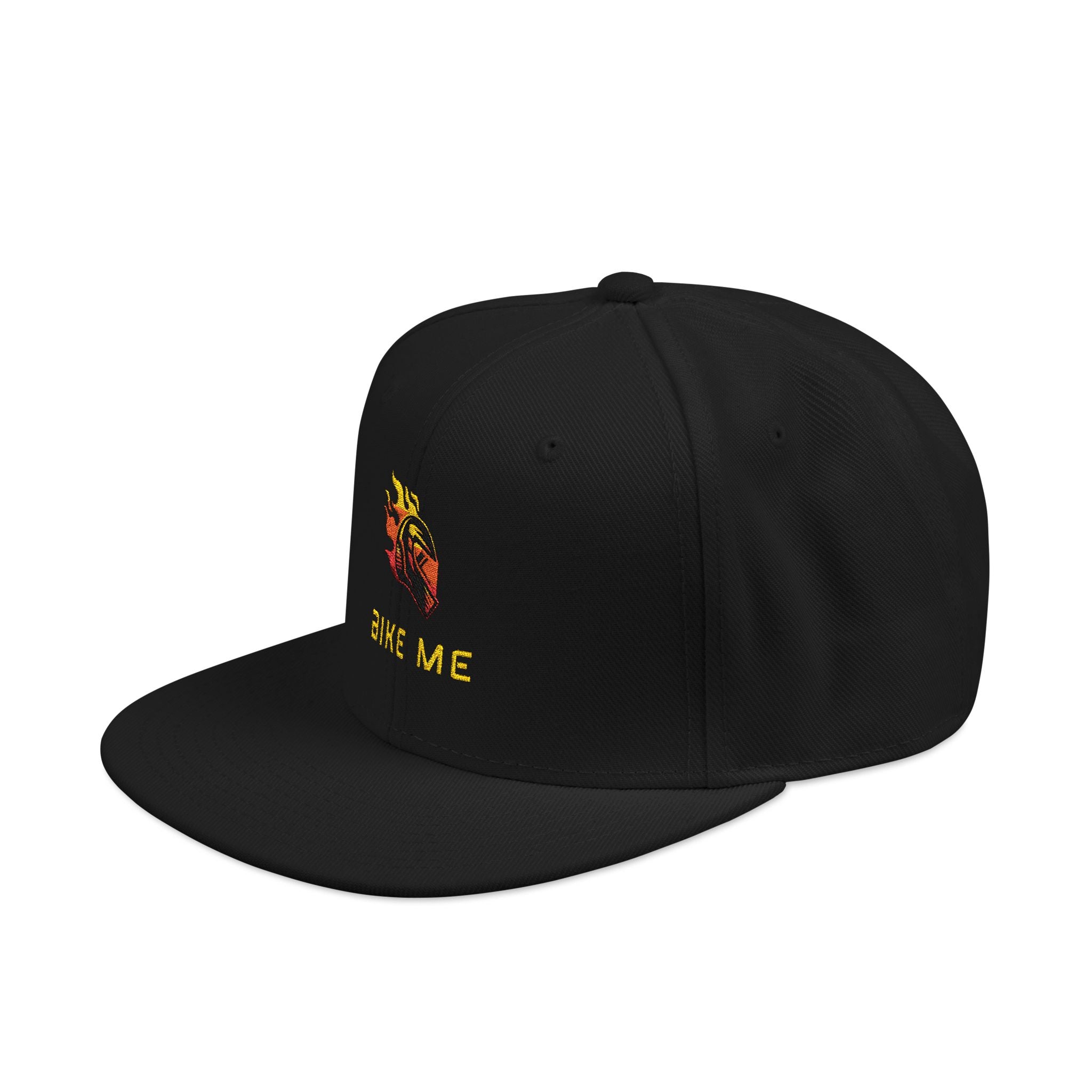 Embroidered Flame Snapback Hat — "Kiss Me" Pixel Fire Design