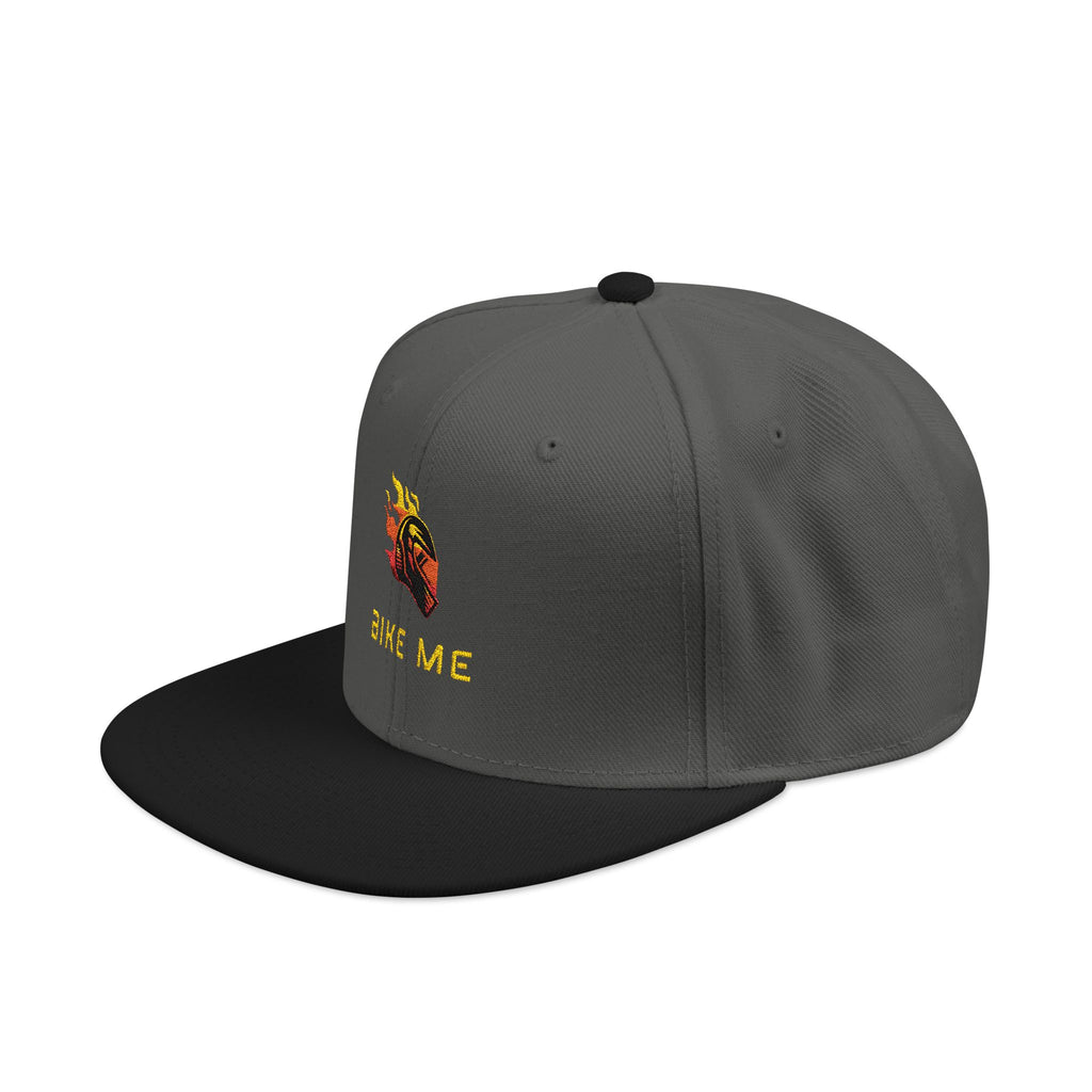 Embroidered Flame Snapback Hat — "Kiss Me" Pixel Fire Design