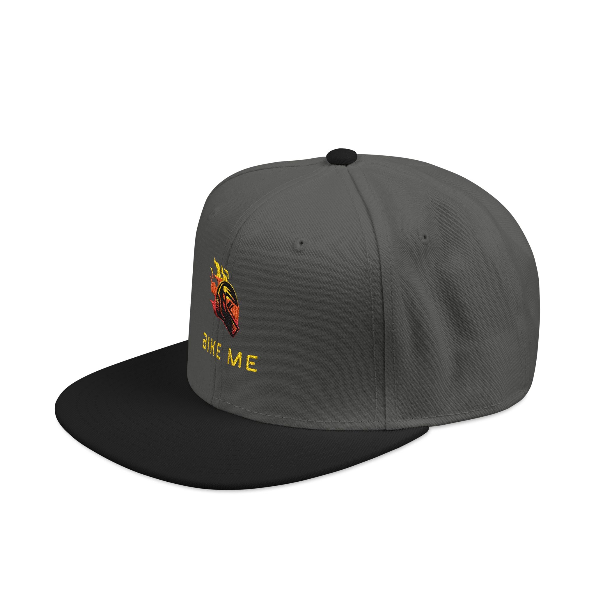 Embroidered Flame Snapback Hat — "Kiss Me" Pixel Fire Design