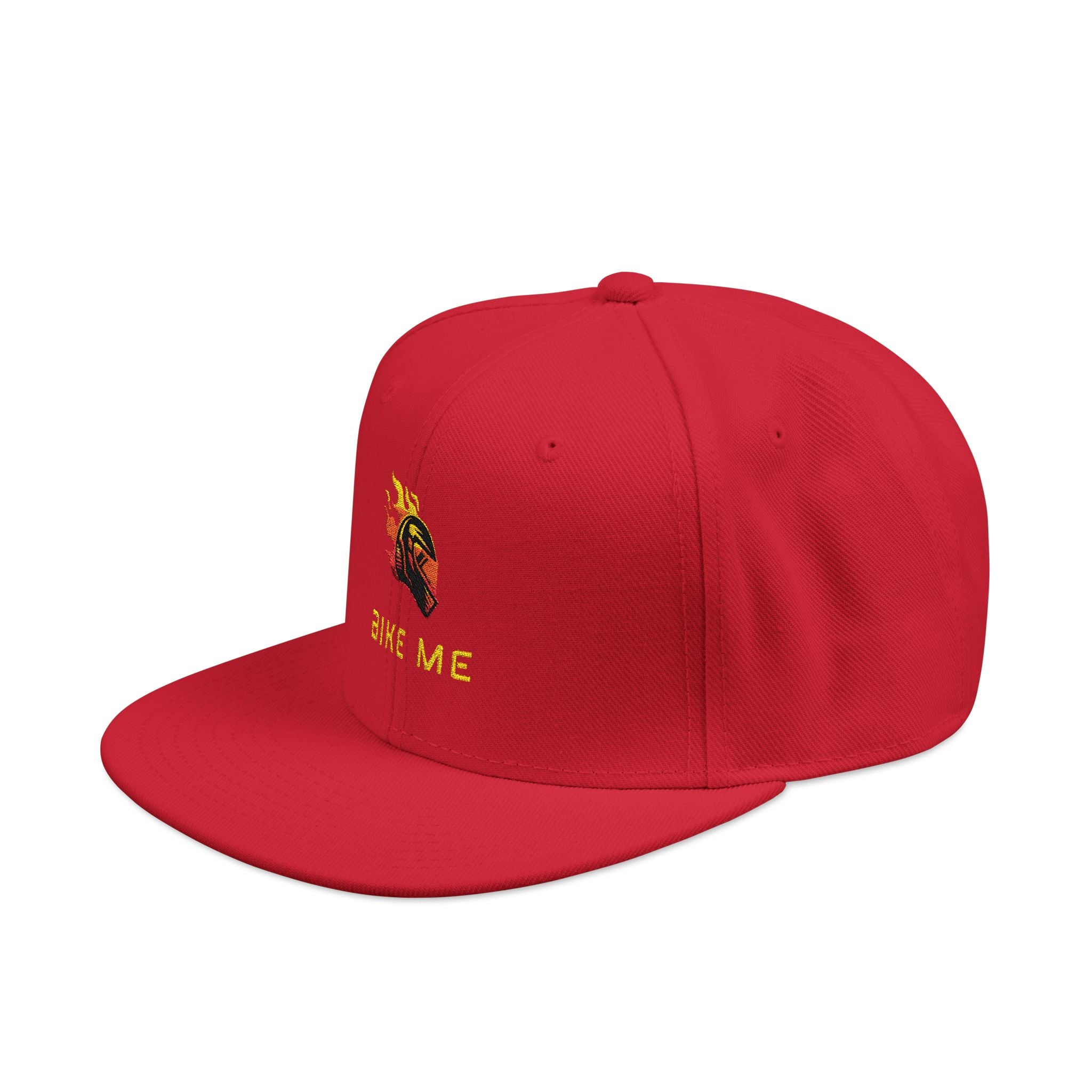Embroidered Flame Snapback Hat — "Kiss Me" Pixel Fire Design