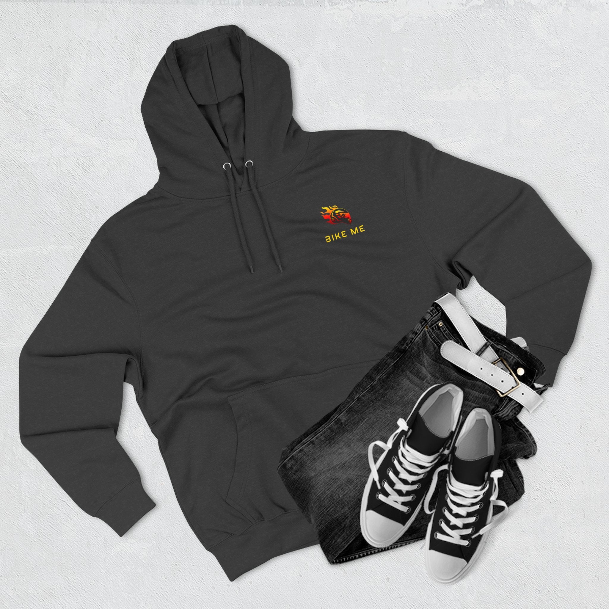 "Bike Me" Flaming Helmet Graphic Hoodie