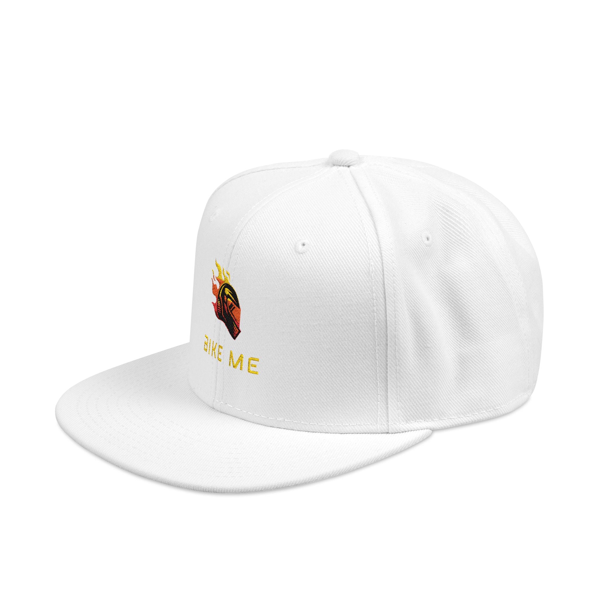 Embroidered Flame Snapback Hat — "Kiss Me" Pixel Fire Design