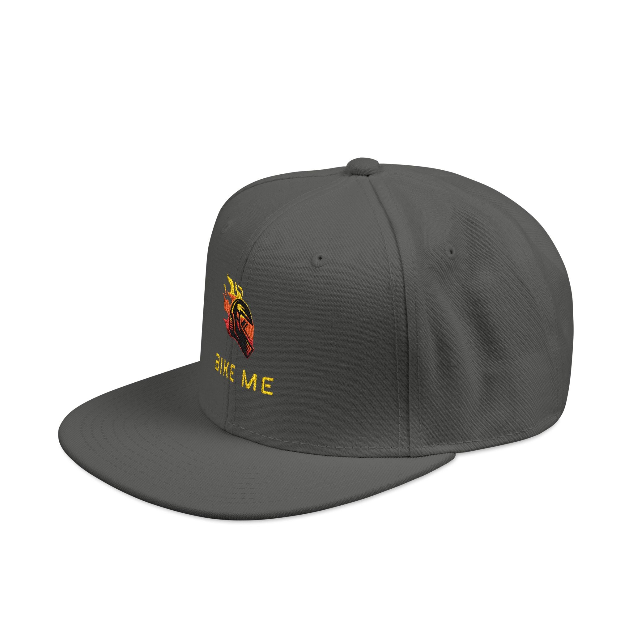 Embroidered Flame Snapback Hat — "Kiss Me" Pixel Fire Design