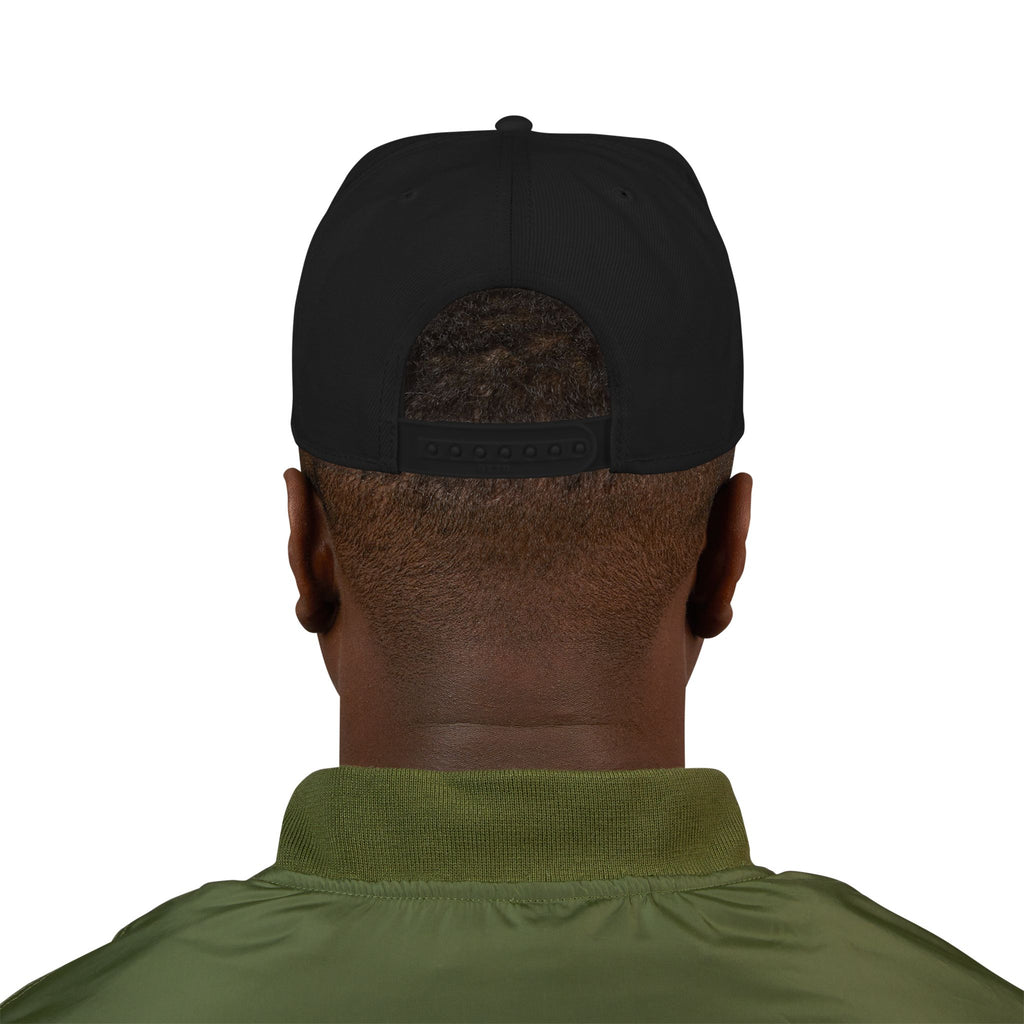 Embroidered Flame Snapback Hat — "Kiss Me" Pixel Fire Design