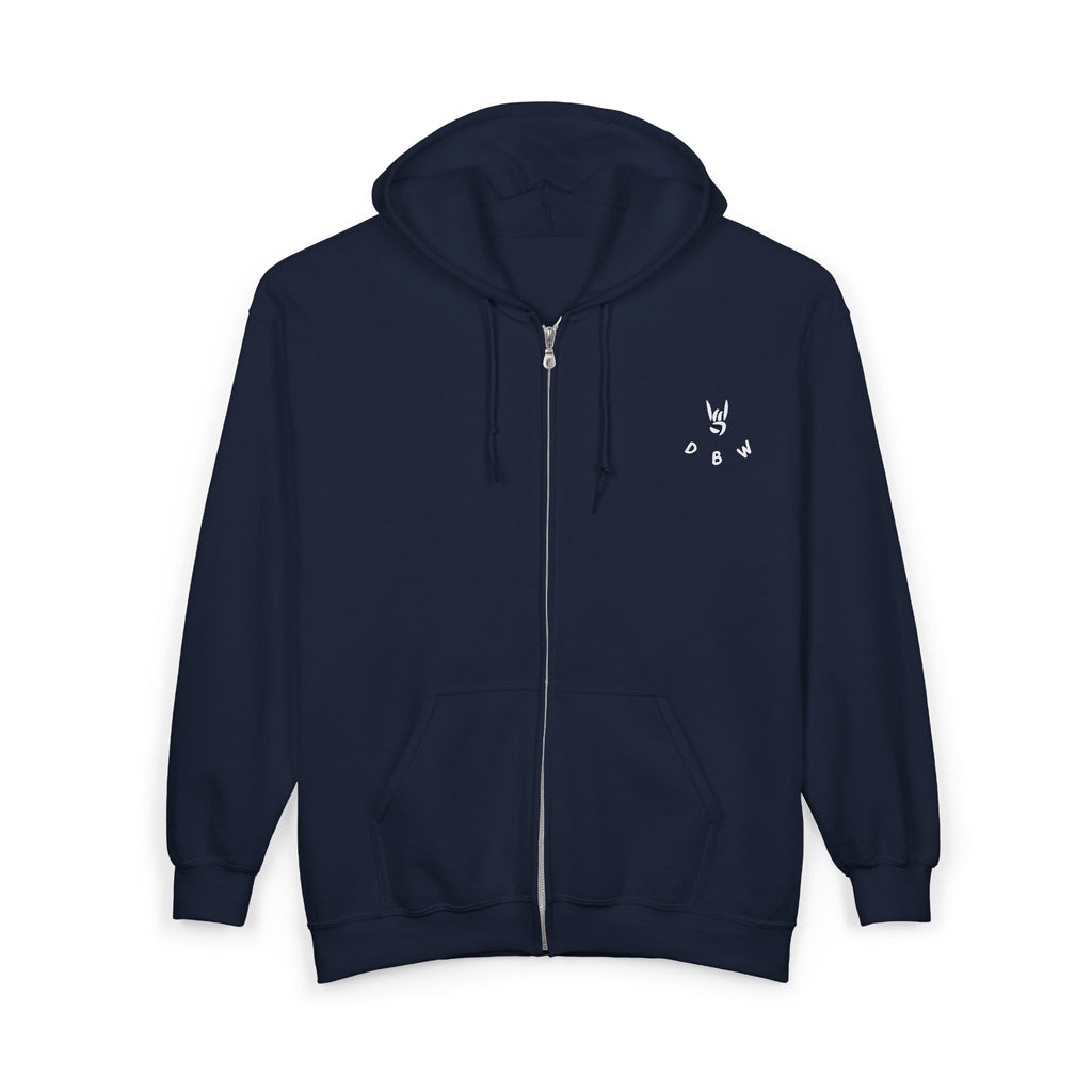 "Don't Be Weird" Zip-Up Graphic Hoodie
