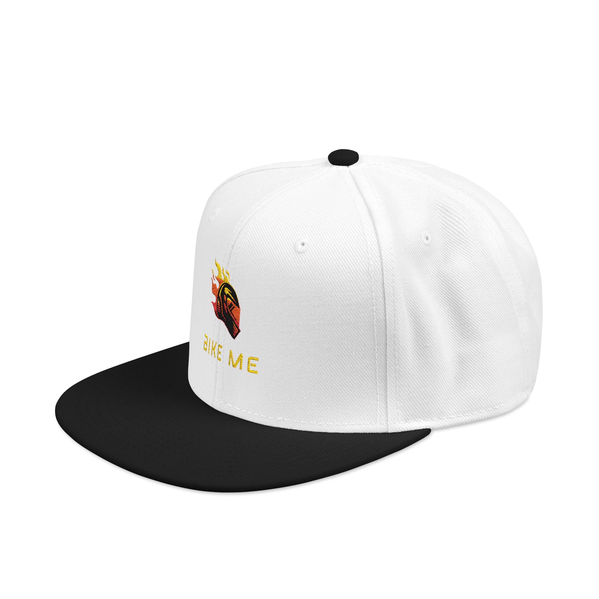 Embroidered Flame Snapback Hat — "Kiss Me" Pixel Fire Design
