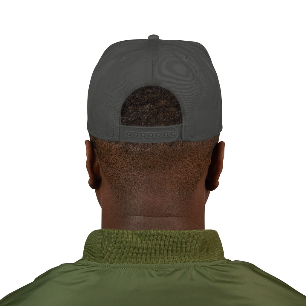 Embroidered Flame Snapback Hat — "Kiss Me" Pixel Fire Design